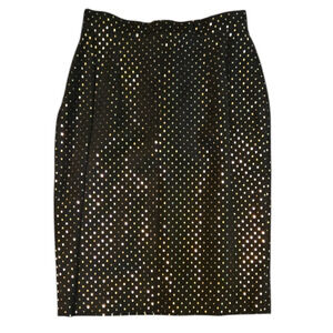 Michael Hoban Vintage Suede Pencil Skirt Size 5 Black Gold